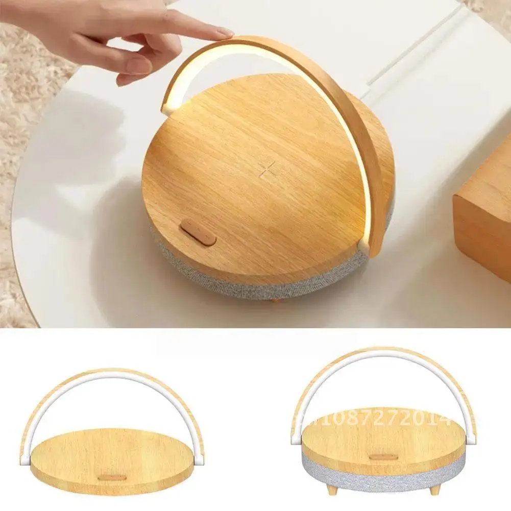 Wooden Table Lamp Wireless Charger Fast Power Led Light Charging Present With High