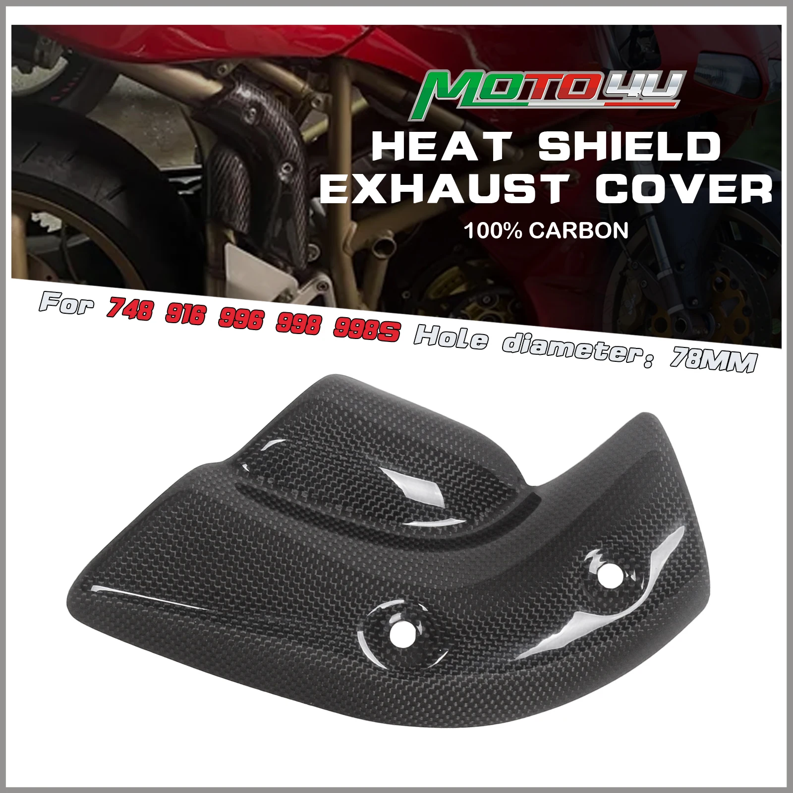 

MOTO4U For Ducati 748 916 996 998 78MM Carbon Fiber Heat Shield Exhaust Cover Protector Motorcycle Modification
