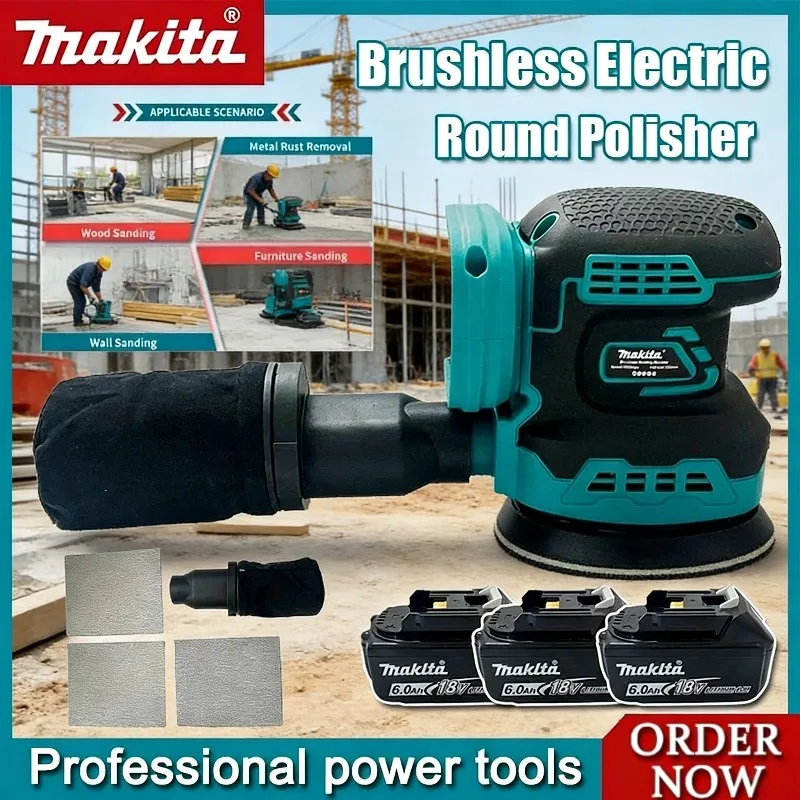 

Makita Brushless Speed Control Tool Random Orbit Sander Professional Lithium-Ion Polishing Machine for Makita battery