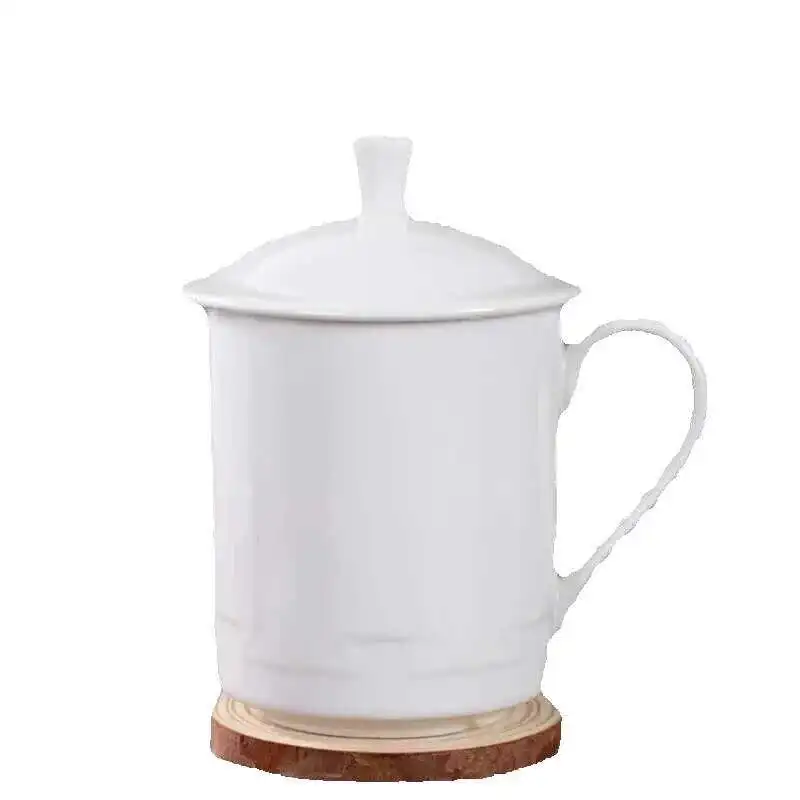 Conference Cup Tea Hotel Ceramic Pure White Medium Office Drinking With Lid