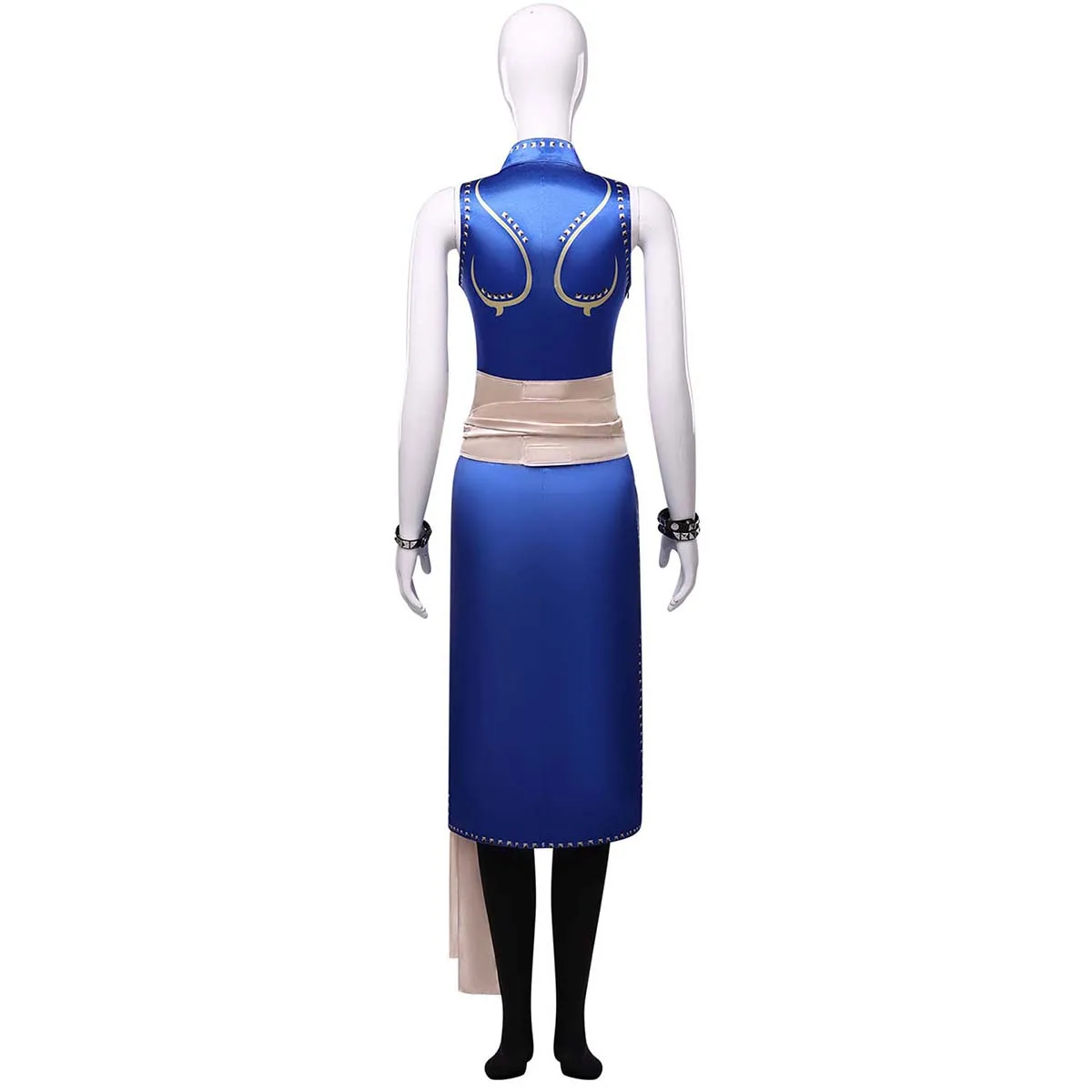 Women's Street Fighter Chun Li Cosplay Blue Cheongsam Costume Or Black Wig view 3