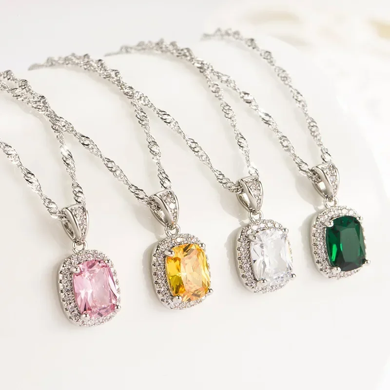 Collar de plata de ley 925 auténtica, colgante de joyería de diamante Natural y Topacio auténtico, joyería de plata fina 925, Joyas de Esmeralda