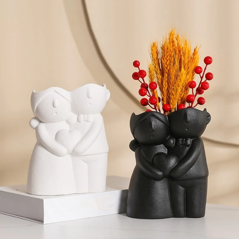 Couple Vase Resin Silicone Mold for Handmade Flower Pots Pen Holder Molds N2UE