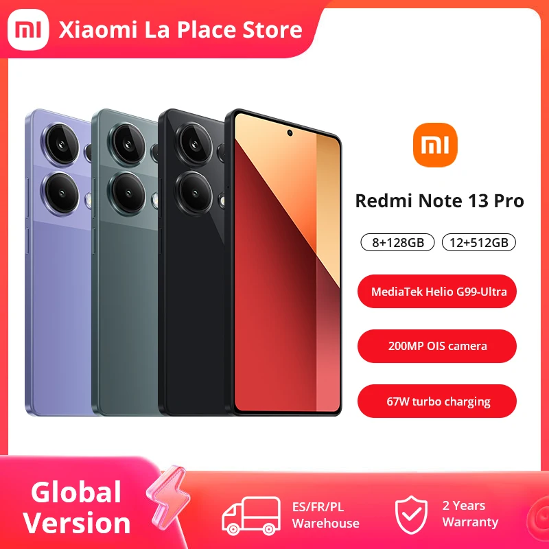 Global Version Xiaomi Redmi Note 13 Pro 4G 200MP OIS Camera 67W Helio G99 Ultra Smartphone NFC 120Hz AMOLED