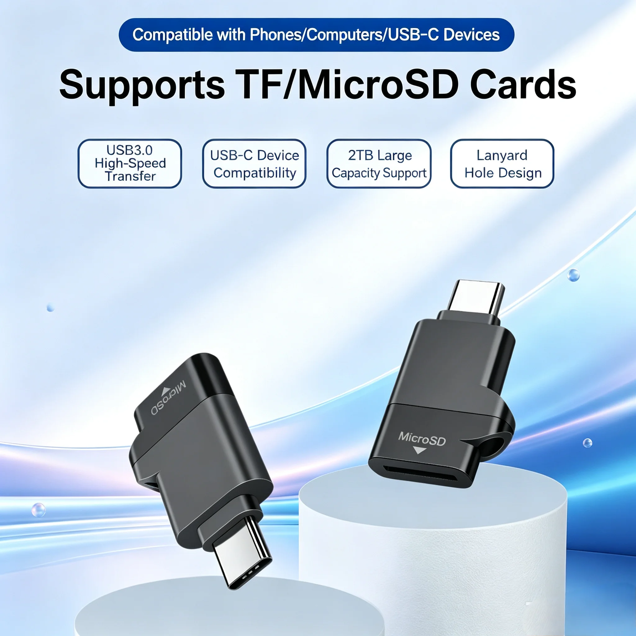 Type-C 3.0 Mini TF Card Reader External Storage Memory Card Adapter For iPhone 17 16 Laptop MacBook USB C 3.0 2.0 TF Cardreader