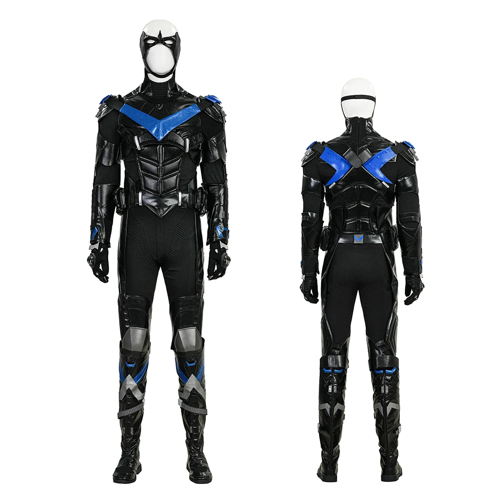 

Мужской костюм супергероя рыцарей Дик Грейсон для косплея Nightwing Делюкс кожаный доспехи костюм Хэллоуин вечерние рождественские наряды на заказ