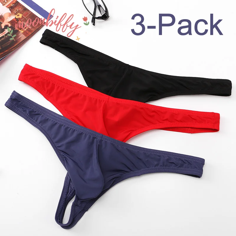 3-Pack Underwear for Men Mens Briefs Thong Bikini Gay Plus Size Men Panties G-strings Lingerie Low Waist