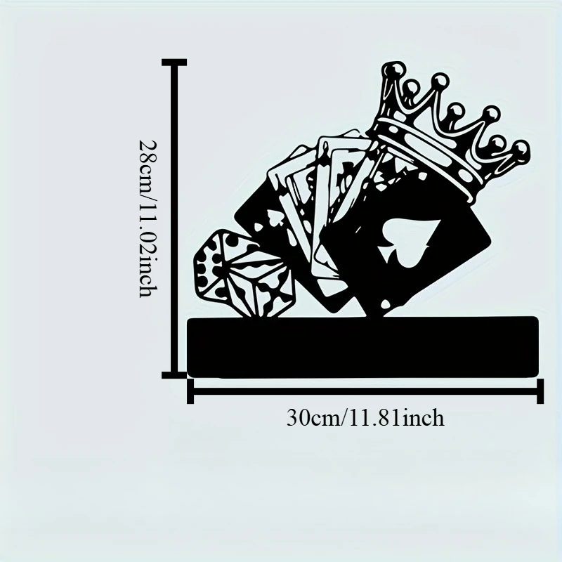 Poker King Crown Metal Wall Art - Vintage Iron Poker Decor Black White Design for Home Game Room Gift - view 3