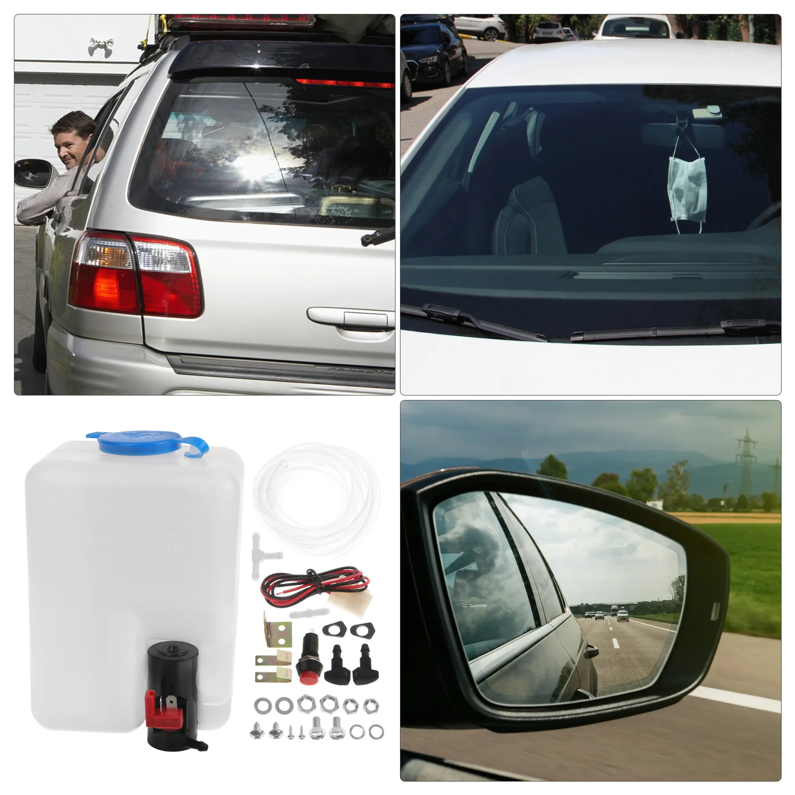 

1Set Windshield Washer Reservoir Tank Kit 1.8L Capacity Universal Car Washer Fluid Hose Windshield Wiper Fluid Hose