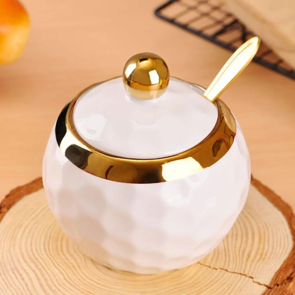 Seasoning Jar Household Kitchen Seasoning Jar Modern Spice Box with Lid Ceramic Porcelain Salt Bowl Seasoning Jar