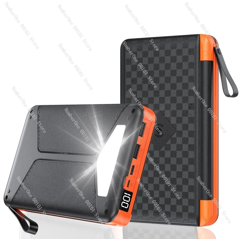 Cross-border new folding solar  bank large-capacity outdoor camping 20,000 mAh digital display mobile power supply fast charging