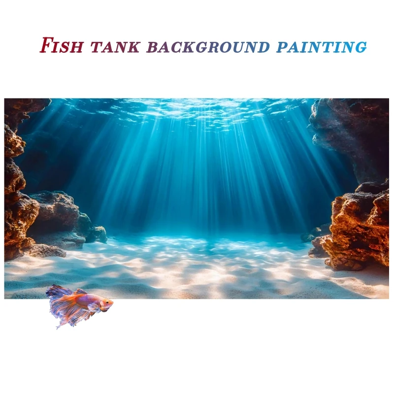 Sonnenschein-Riff, Aquarium-Hintergrundbild, Aquarium-Hintergrundmalerei-Aufkleber, Selbstklebend, Landschaftsdekoration