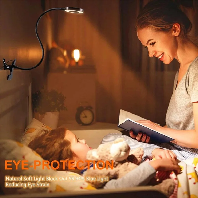 Flexible LED Vertical Lighting Desk Lamp Desktop Work Writing Lamp Bedroom Adjustable Clamping Bed Light Writing Reading Lamp