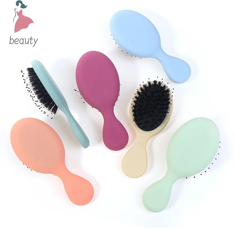 1PC Oval Boar Bristle & Nylon Hair Comb Mini Anti-static Hair Scalp Massage Comb Hairbrush Salon Hair Care Brush Styling Tool