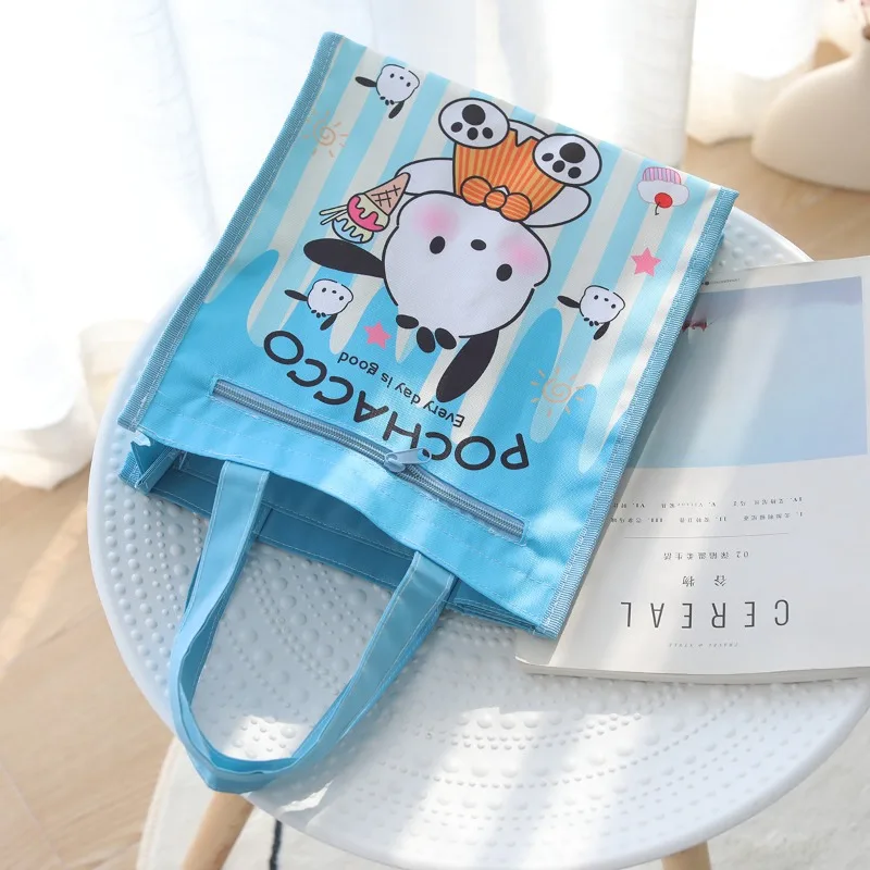 Torba na zamek Sanrio Cartoon Cinnamoroll Anime Kuromi Hello Kitty Dziecięca Torba o Dużej Pojemności na Dokumenty Prezent dla Ucznia