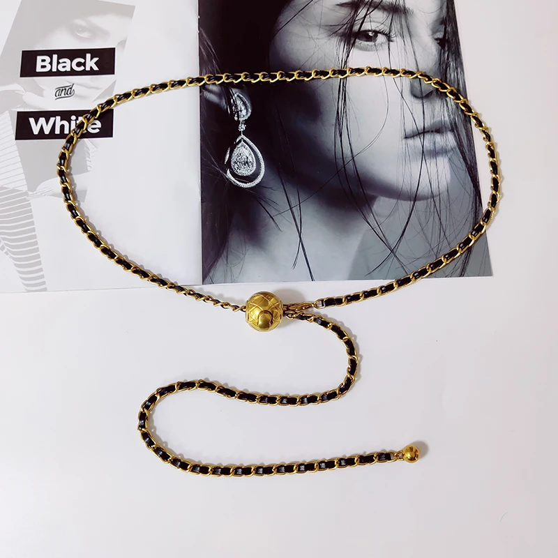 Designer Belts For Women High Quality Luxury Golden Chain Belt Ladies Dress Waistband Adjustable Punk Corset