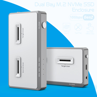 Rocketek USB 3.2 NVMe M.2 Duplicator Dual-Bay Offline Clone USB C to NVME Docking Station M2 SSD M Key Hard Drives Enclosure