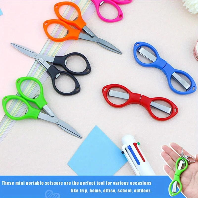 6-30Pcs Folding Scissors Stretchable Stainless Steel Portable Foldable Scissors School Office Home DIY Scissors