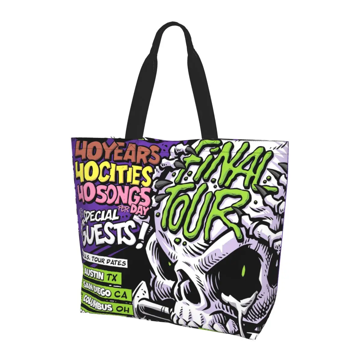 

Nofx Band Final Tour Skull Shopping Tote Bag Canvas Large Capacity Shoulder Bags Shopper Grocery Handbag for Women