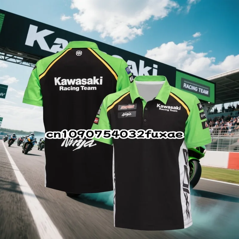 

Kawasaki 2026 WSBK Team-colored Polo-Shirt Newest Outdoor Jersey Summer Classic Tee Adults Loose Exercise Motorcycle Jersey