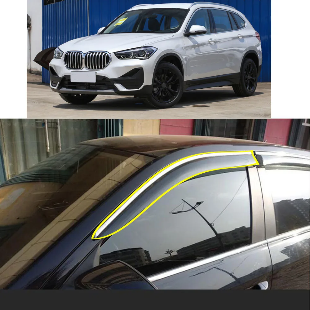 

Car Body Styling Sticker Plastic Window Glass Wind Visor Rain/Sun Guard Vent Parts For BMW X1 F48 2016 2017 2018 2019 2020 2021