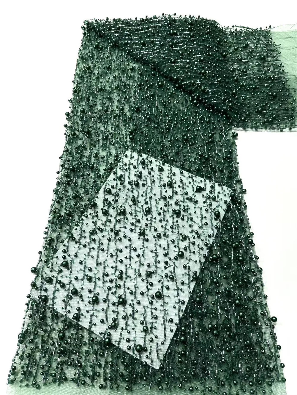 

Роскошная африканская кружевная ткань высокого качества, белое сетчатое кружево ручной работы с вышивкой бисером и блестящими пайетками, вечернее свадебное платье Hm89-1