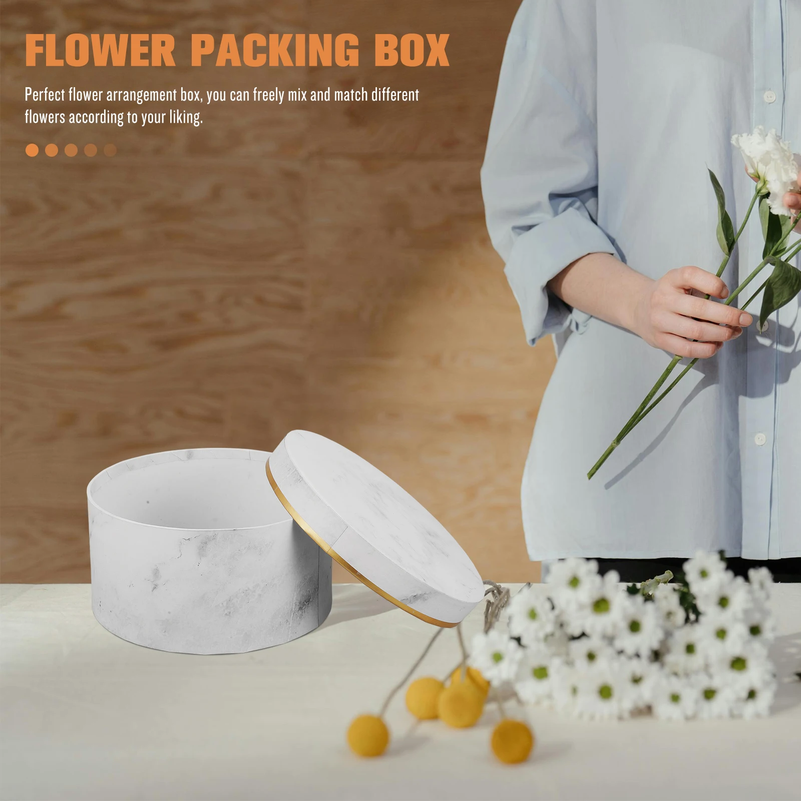 

Flower Gift Box Round Boxes with Lids Valentines Floral Arrangements Empty Box Slim Wrapping Festival Decorative Bouquet