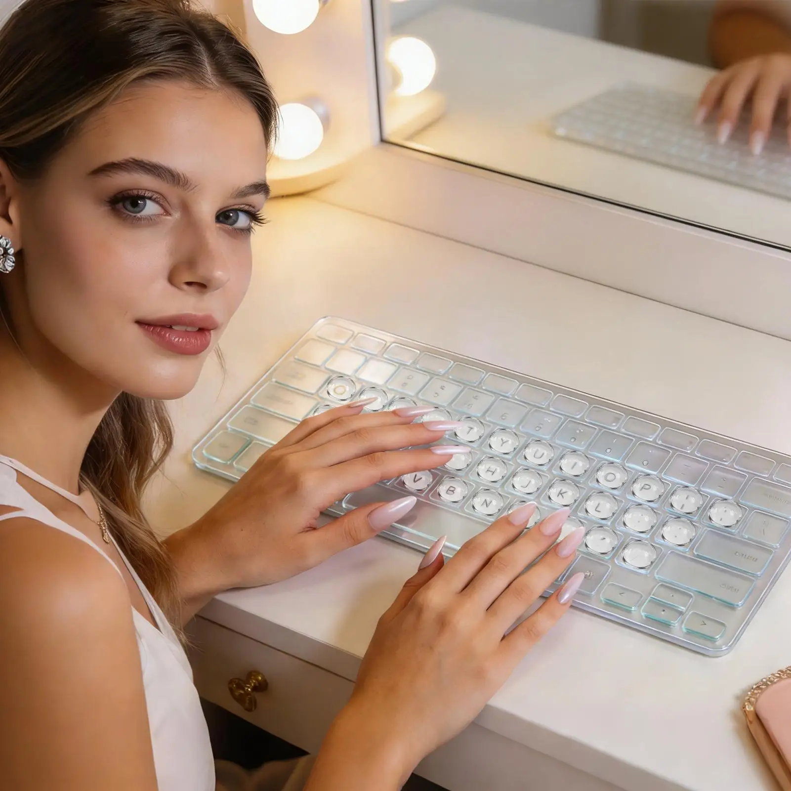 Clear Long Nail Keyboard Stickers Protective Cover For Women Girls Typists, Anti-Wear Keyboard Stickers For Writers Gamers