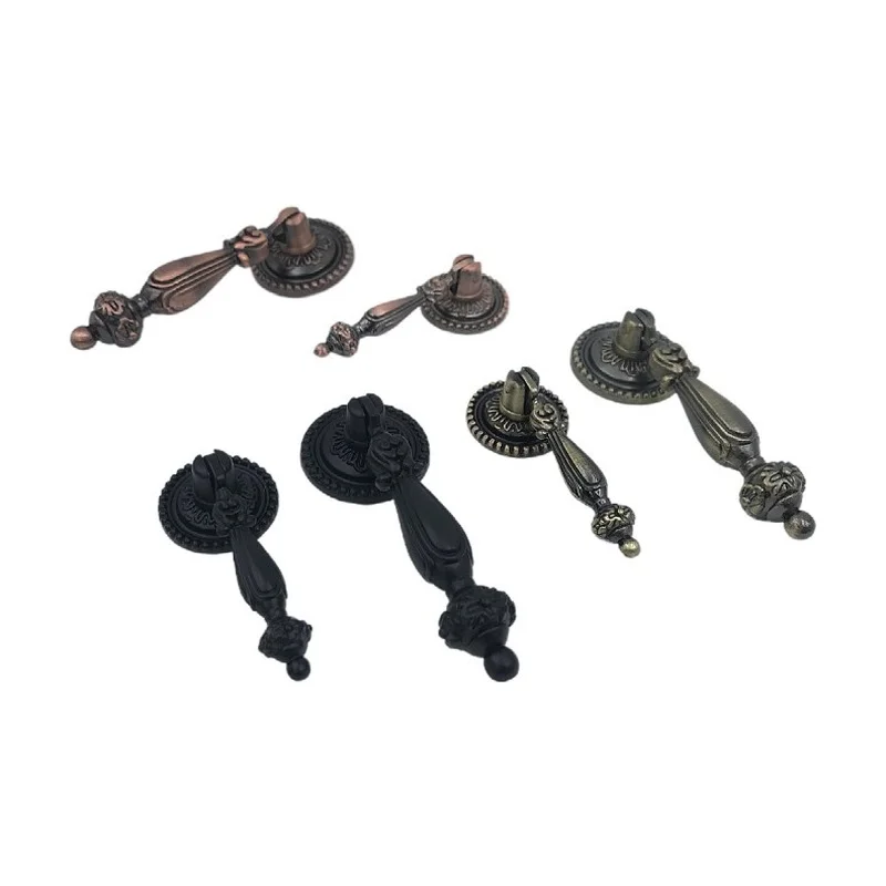 Retro Bronze Kitchen Cabinet Knobs Cupboard Door Handles Vintage Wardrobe Furniture Handle Jewelry Box Drawer Pulls Door knocker