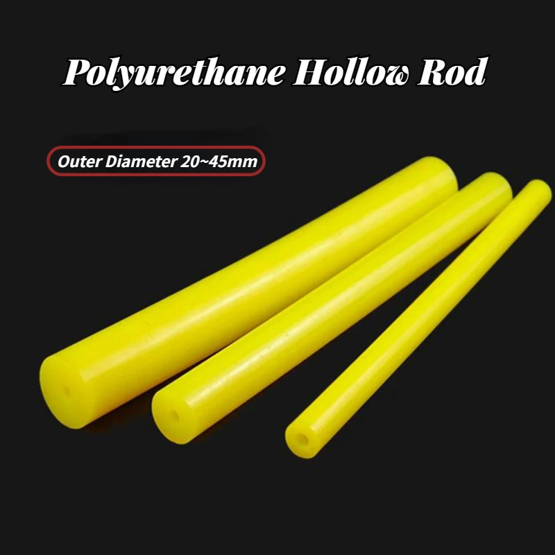 Yellow Polyurethane Hollow Rod Gaskets PU Plastic Pipe Bar Shock Absorber with Outer Diameter 20~45mm Inner Hole Aperture 8mm