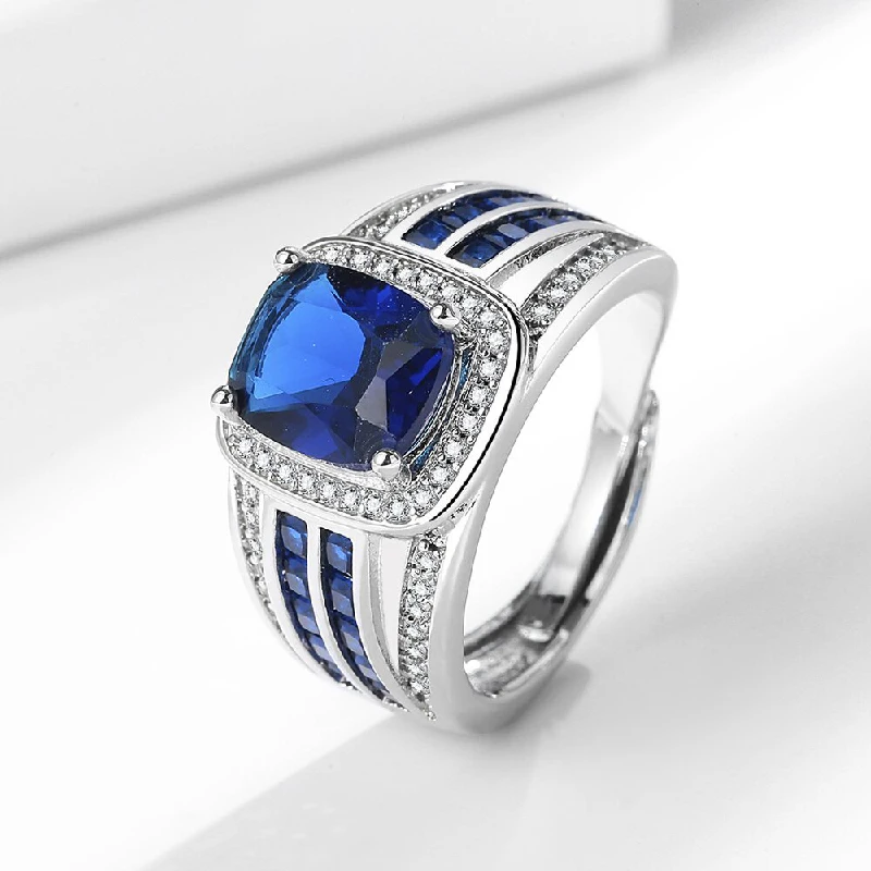 HuiSept Trendy Men Ring 925 Silver Jewelry with Sapphire Zircon Accessories for Wedding Engagement Party Promise Gift Wholesale image 5