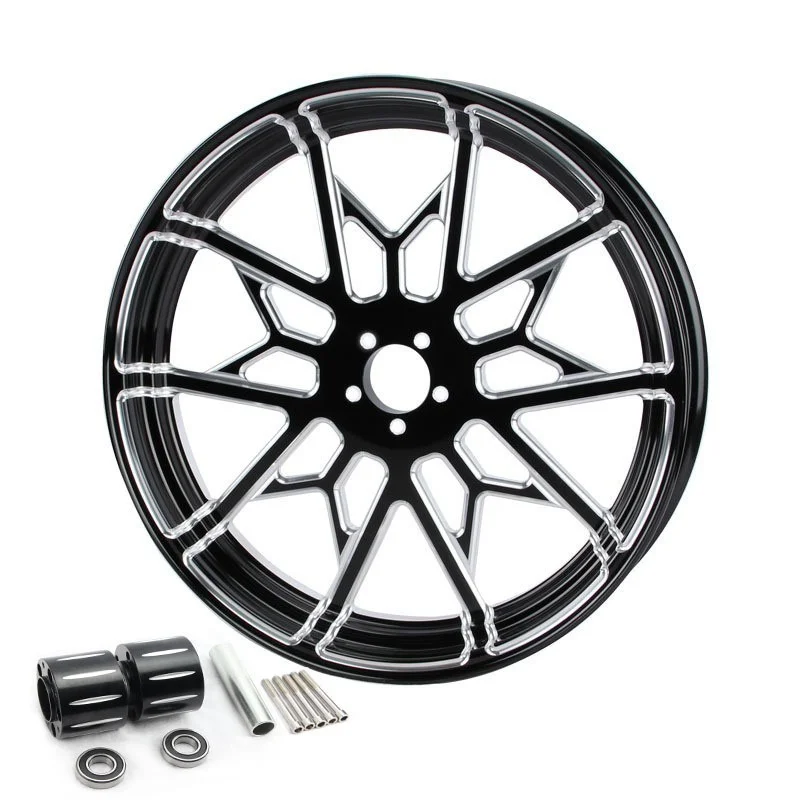 

For Motorcycle Front Wheel Hub 21x3.5inch Large Modified Tire Anodized Glossy Black High Glossy White Rim Made Aluminium
