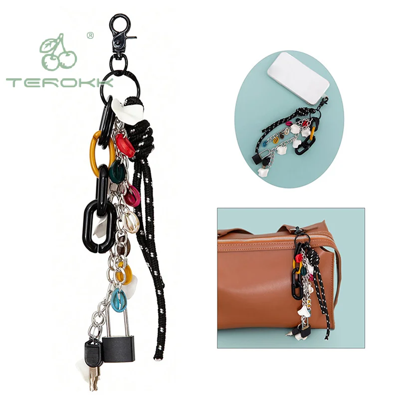 Creative Lock Key Pendant Keychain Colorful Keyring For Women Bag Charm Handbag Hanging Decoration Car Key Holder