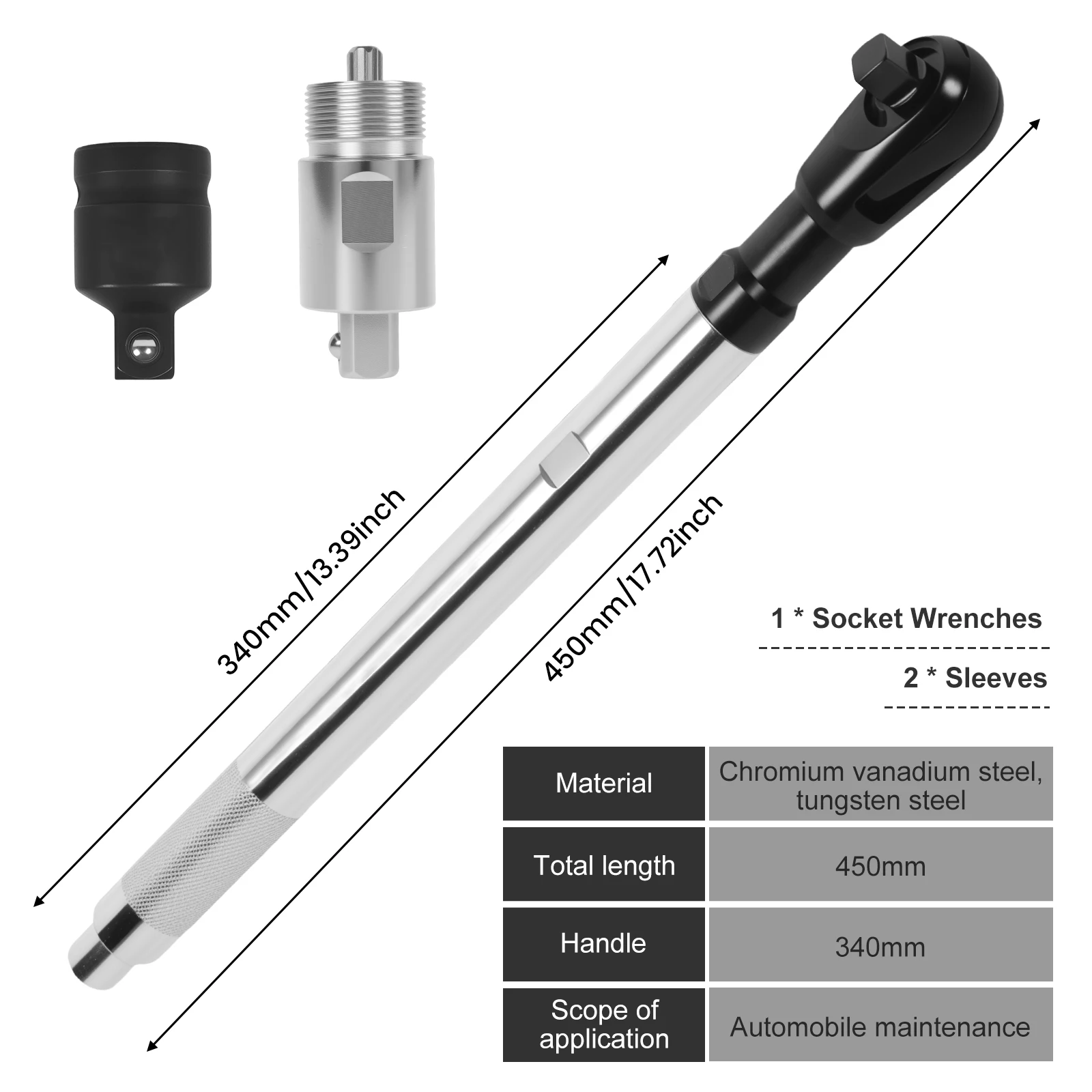 

Wrench Extend Rod Heavy Duty Ratchet Extension Multifunctional Wrench Extender Hand Tools for Tight Space Auto Repair Furniture