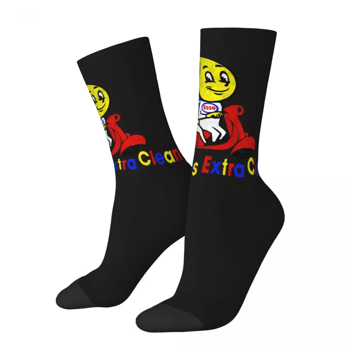 Funny Happy Men's compression Socks Vintage Motor Oil Esso Retro Harajuku Esso Hip Hop Novelty Casual Crew Crazy Sock Gift