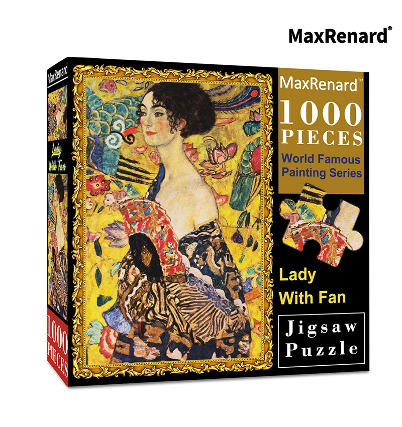 MaxRenard Puzzle 1000 Pieces for Adult Puzzle Jigsaw Lady with Fan 49*68cm Assembling Paper Art Puzzles Toys Holiday Gifts