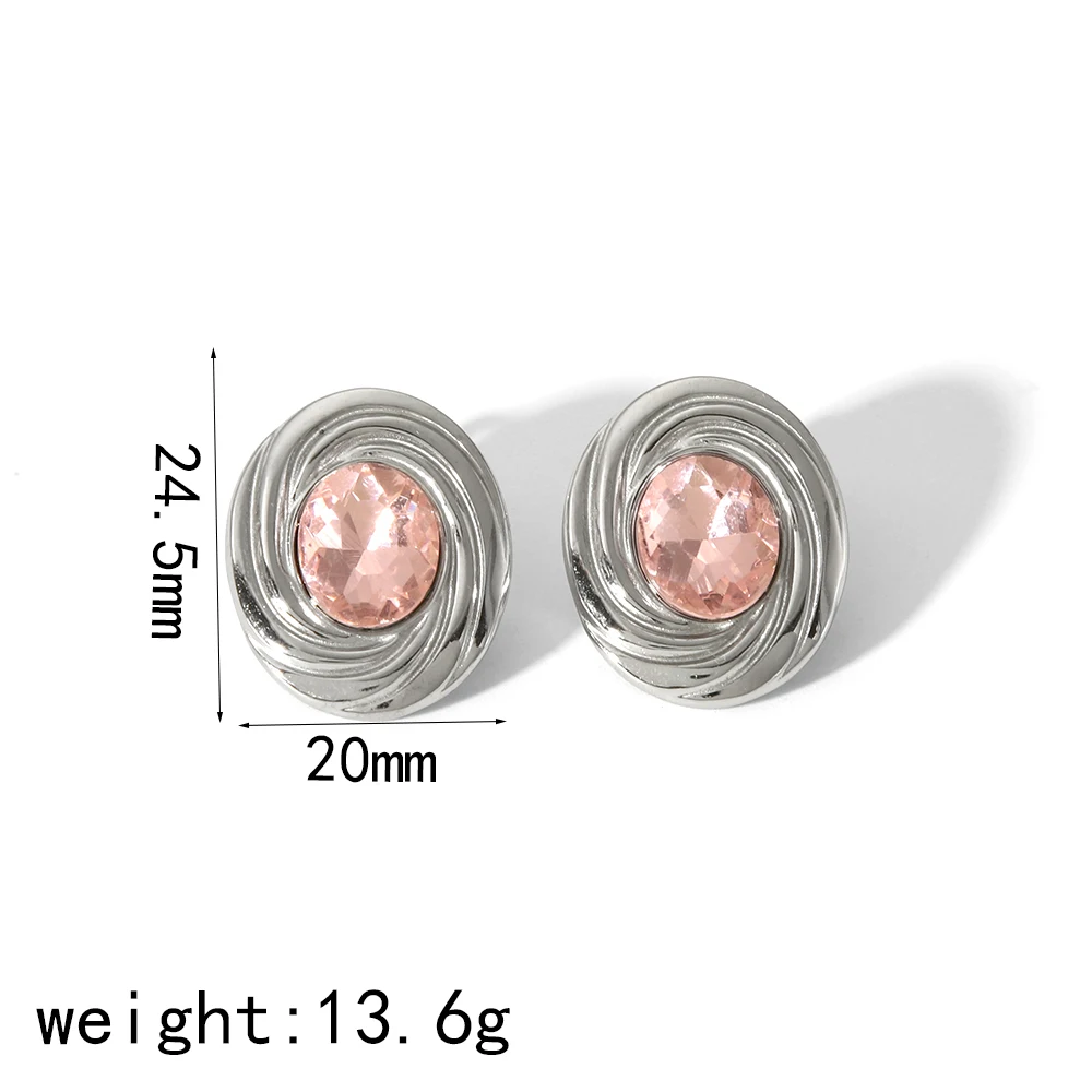 Edelstahl-Ohrringe mit Temperament, hochwertige ovale Ohrringe, Nischen-Needle-Ohrringe, Statement-Schmuck mit Textur für Partys – Detail 5