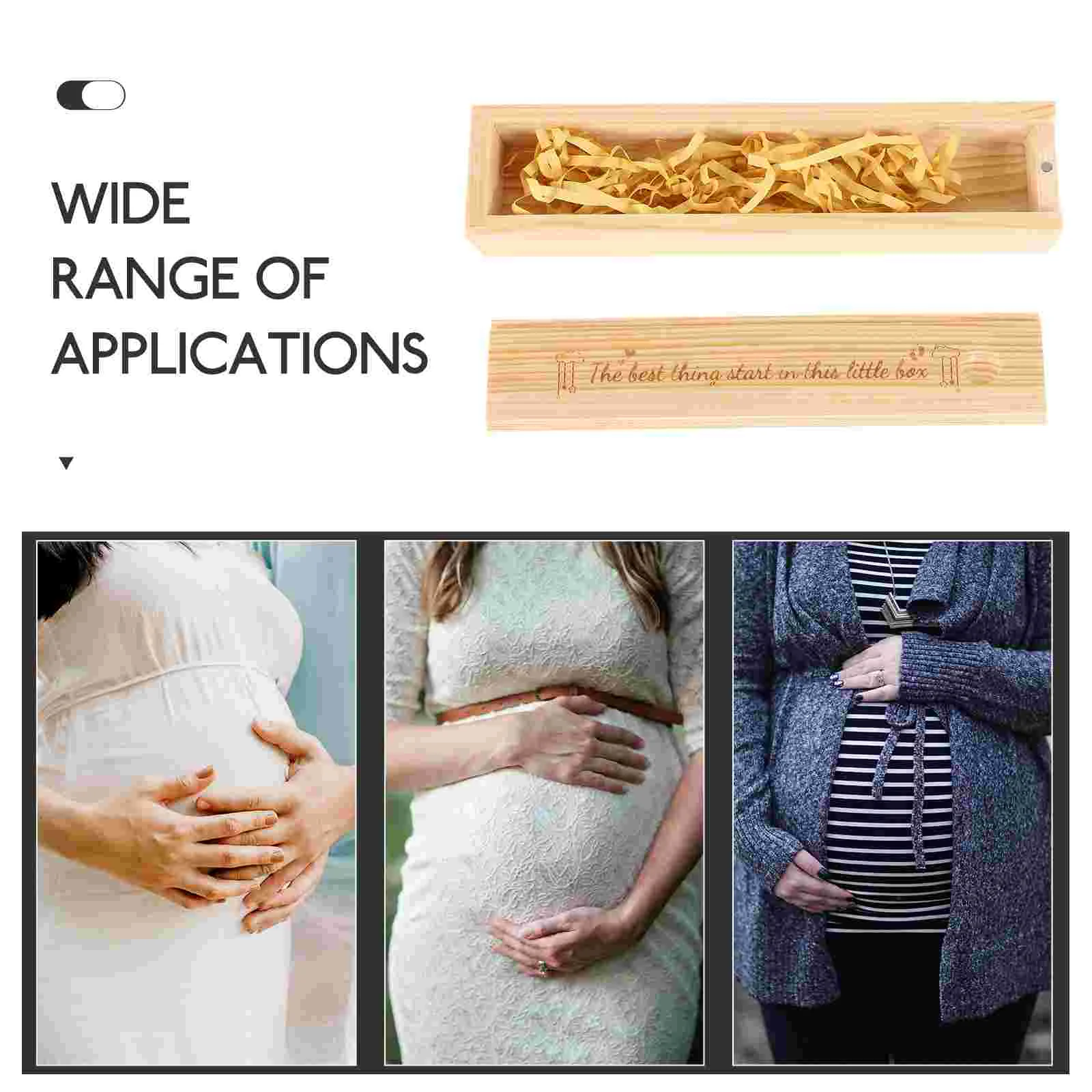 Pregnancy Test Stick Wooden Box Gift Baby Announcement Case with Lid Newborn Color Storage Lidded Child Keepsake Female