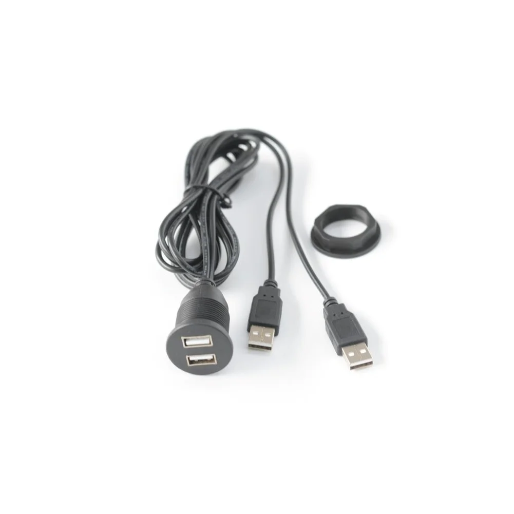 Car Dual USB 2.0 Female Flush Mount Socket Extension Cable 150CM for Vehicle Interior Organization and Charging Compatibility