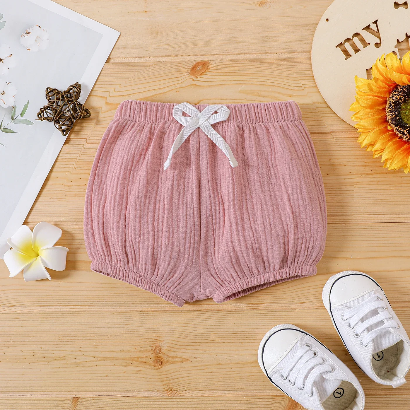 PatPat Baby Boy/Girl 100% Cotton Crepe Bow Detail Solid Shorts Suitable for Summer Season Comfortable  Perfect for Outings