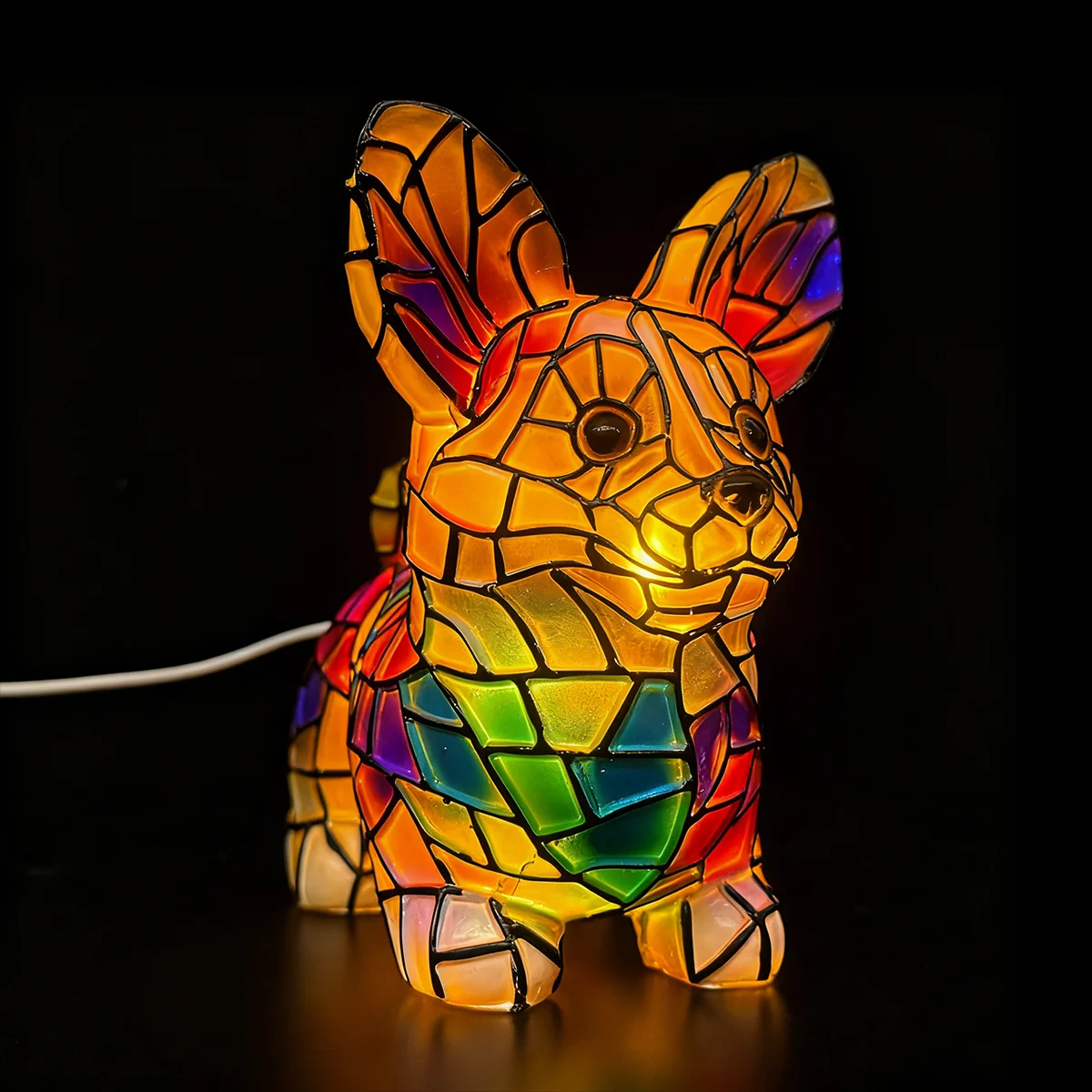 Usb ثلاثية الأبعاد الراتنج الحيوان Led الجدول مصباح السرير الإبداعية مكتب ضوء مصابيح الزخرفية القط الكلب زخرفة آرت ديكو الدافئة مع ميناء مضاءة