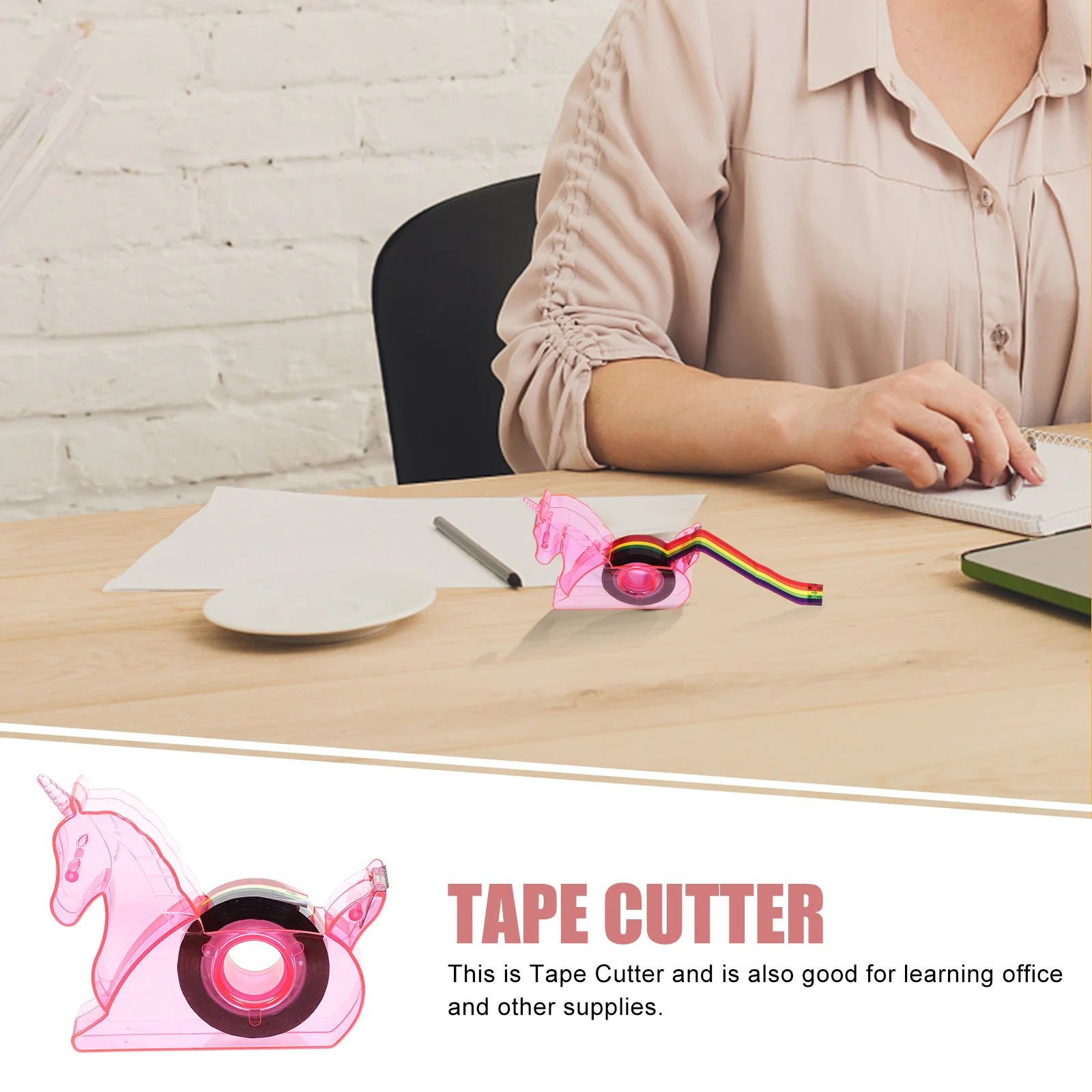 

1Set Tape Cutter Desk Tape Dispenser Portable Office Label Holder Convenient Practical Label Dispenser