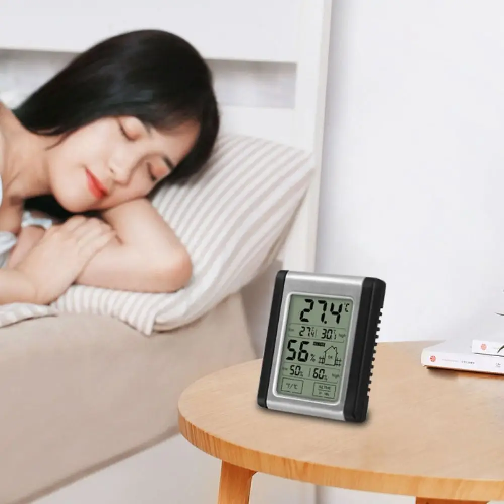 Misuratore di temperatura ad alta precisione Materiale ABS Touch Screen Misuratore di umidità Magnetismo a parete Igrometro Uso domestico
