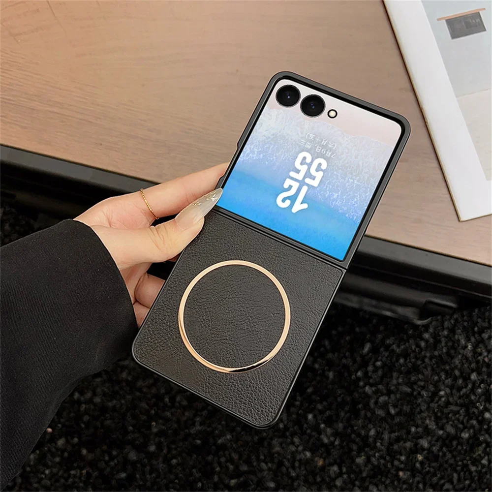 Étui de téléphone en cuir rétro pour Magsafe, pour Samsung Galaxy Z Flip 5 6 7 8 Z Flip7 FE, housse de protection magnétique à charge sans fil