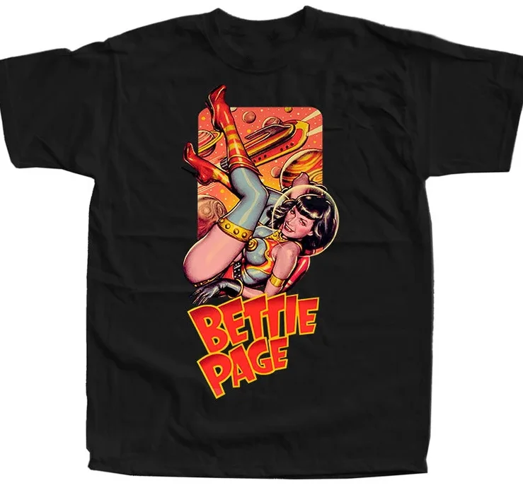 Bettie Page Gorgeous T-shirt Black Short Sleeve All Sizes S-5Xl TA4822