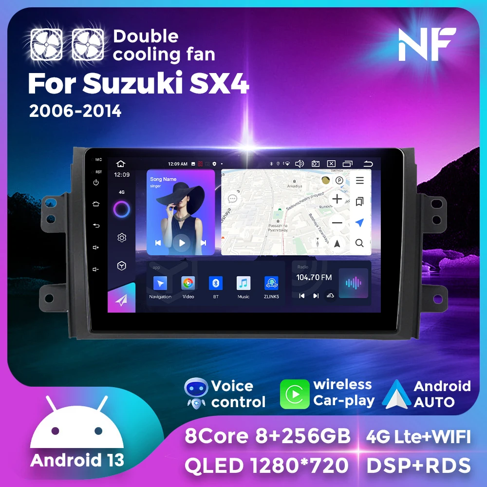 

4G LTE Android 13 Auto Radio Ai Voice Multimedia Video Player HD QLED Screen For Suzuki SX4 SX 4 2006 - 2013 CarPlay 2Din Player
