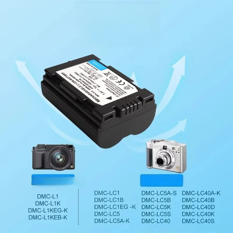 1880mAh DMW-BL14/CGR-S602A/E Replacement Battery with Dock Charger for Panasonic Lumix DMC-LC5/LC40 Camera - Li-ion Power PacK