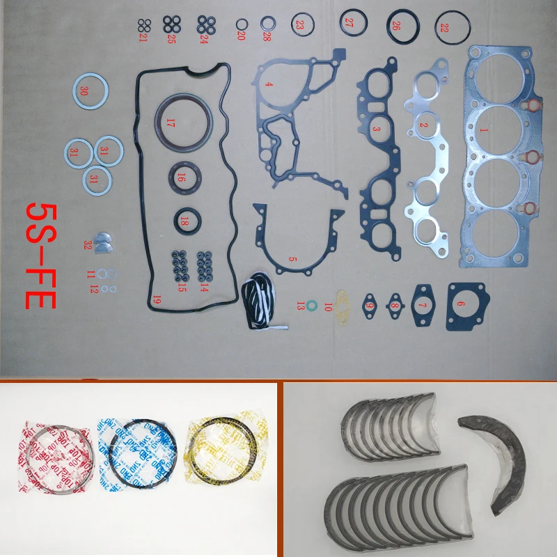 5S 5SFE Engine complete Full gasket set kit crankshaft connecting rod bearing piston ring for Toyota Celica/Camry 2.2L 2164cc