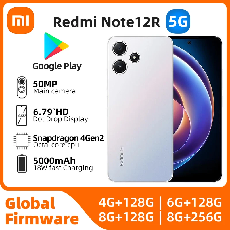 Xiaomi Redmi Note 12R 5G 256GB CPU Qualcomm Snapdragon 4 gen2 Display 50MP Triple Camera 5000mAh used phone