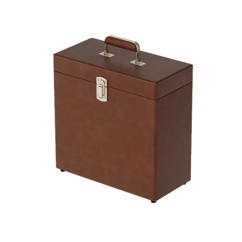 Vinyl record storage case, retro suitcase storage bag